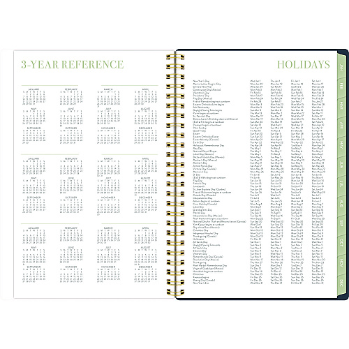 Cambridge Leah Bisch Weekly/Monthly Floral Planner, Floral Artwork, 8.5 x 6.38, Blue/White/Gold Cover, 12-Month (Jan to Dec): 2025 (LB34200)