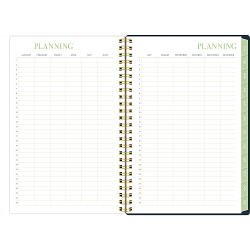 Cambridge Leah Bisch Weekly/Monthly Floral Planner, Floral Artwork, 8.5 x 6.38, Blue/White/Gold Cover, 12-Month (Jan to Dec): 2025 (LB34200)