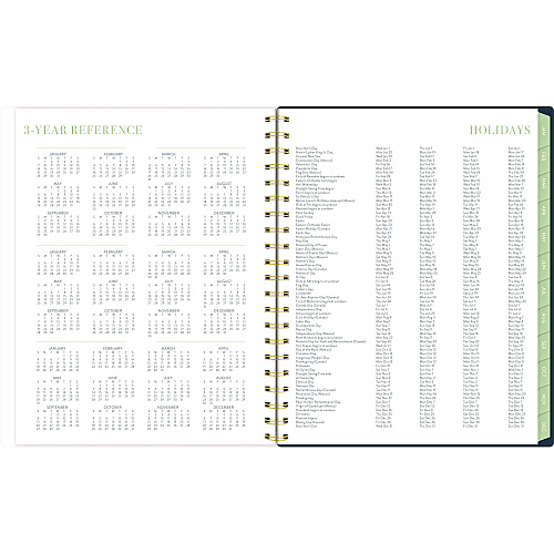 Cambridge Leah Bisch Weekly/Monthly Floral Planner, Floral Artwork, 11 x 9.25, Blue/White/Gold Cover, 12-Month (Jan to Dec): 2025 (LB34905)