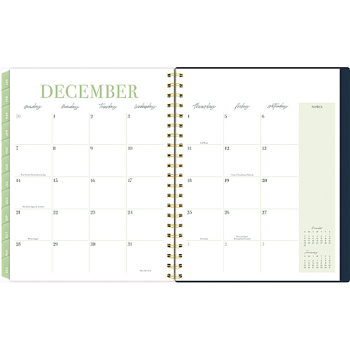 Cambridge Leah Bisch Weekly/Monthly Floral Planner, Floral Artwork, 11 x 9.25, Blue/White/Gold Cover, 12-Month (Jan to Dec): 2025 (LB34905)
