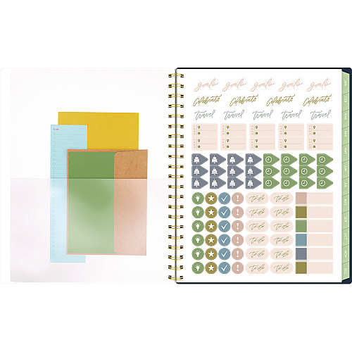 Cambridge Leah Bisch Weekly/Monthly Floral Planner, Floral Artwork, 11 x 9.25, Blue/White/Gold Cover, 12-Month (Jan to Dec): 2025 (LB34905)