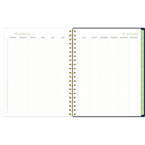 Cambridge Leah Bisch Weekly/Monthly Floral Planner, Floral Artwork, 11 x 9.25, Blue/White/Gold Cover, 12-Month (Jan to Dec): 2025 (LB34905)