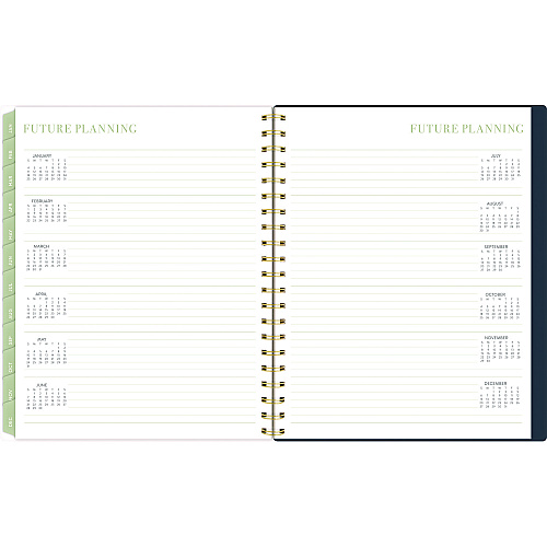 Cambridge Leah Bisch Weekly/Monthly Floral Planner, Floral Artwork, 11 x 9.25, Blue/White/Gold Cover, 12-Month (Jan to Dec): 2025 (LB34905)