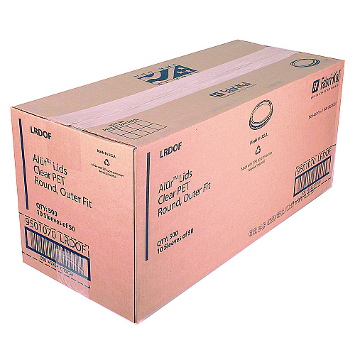 Fabri-Kal Recycleware Round Deli Container Lids, Flat Outer Fit, Clear, Plastic, 500/Carton (LRDOF)