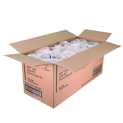 Fabri-Kal Recycleware Round Deli Container Lids, Flat Outer Fit, Clear, Plastic, 500/Carton (LRDOF)