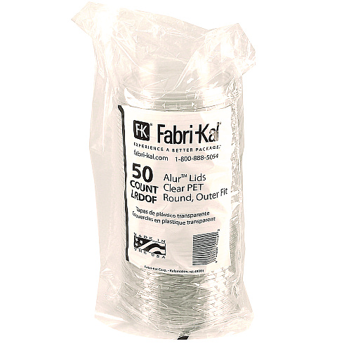 Fabri-Kal Recycleware Round Deli Container Lids, Flat Outer Fit, Clear, Plastic, 500/Carton (LRDOF)