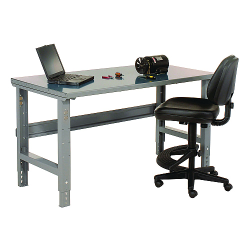 Global Industrial Standard Duty Steel Top Adjustable Height Workbench, 2,000 lbs, 72 x 30 x 30.88 to 36.88, Gray (183154)