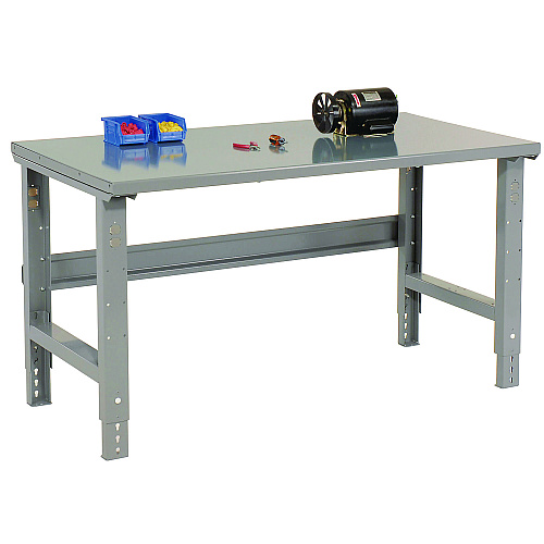 Global Industrial Standard Duty Steel Top Adjustable Height Workbench, 2,000 lbs, 72 x 30 x 30.88 to 36.88, Gray (183154)