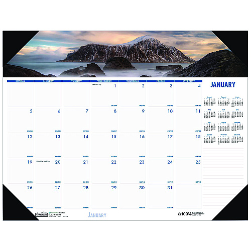 House of Doolittle Earthscapes Recycled Monthly Desk Pad Calendar, Coastlines Photos, 22 x 17, Black Binding/Corners,12-Month (Jan-Dec): 2026 (178)