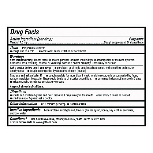 Halls Triple Action Cough Drops, Honey-Lemon, 30/Bag, 12 Bags/Box (28694)