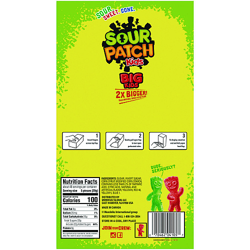 Sour Patch Kids Fruit Flavored Candy, Grab-and-Go, 240-Pieces/Box (43147)