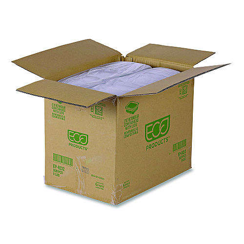 Eco-Products Renewable and Compostable Rectangular Deli Containers with Lid, 12 oz, 2 x 4 x 2, Clear, Plastic, 100/Pack, 3 Packs/Carton (EPRC12)