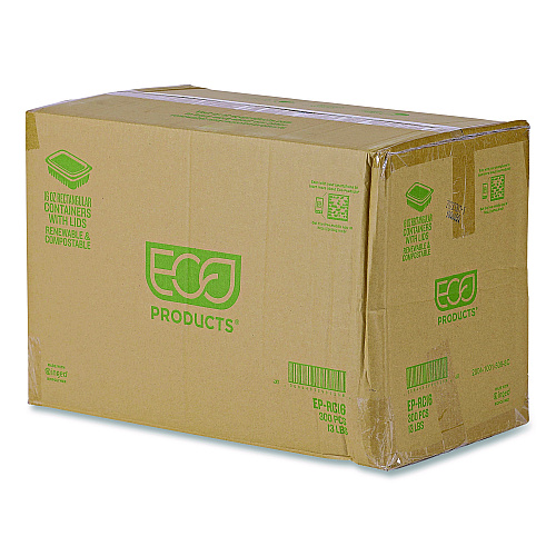 Eco-Products Renewable and Compostable Rectangular Deli Containers with Lid, 16 oz, 3 x 4 x 3, Clear, Plastic, 100/Pack, 3 Packs/Carton (EPRC16)