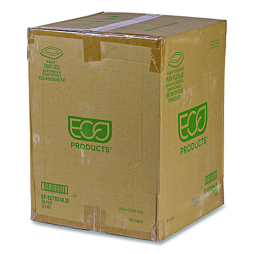 Eco-Products Vanguard Regalia Serving Tray Lids, 14.5 x 14.5 x 3.94, Clear, Plastic, 50/Carton (EPSCTRS14LID)