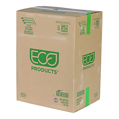 Eco-Products Wrapped Straw, 7.75", Green, Plastic, 9,600/Carton (EPST772)