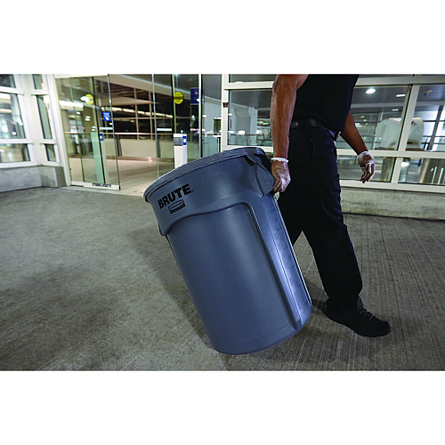 Rubbermaid Commercial Vented Round Brute Container, 10 gal, Plastic, Gray (2610GRA)