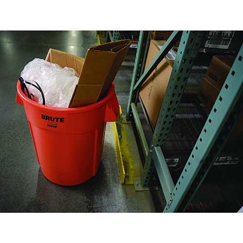 Rubbermaid Commercial Brute Round Container, 32 gal, Resin, Orange (2119308)