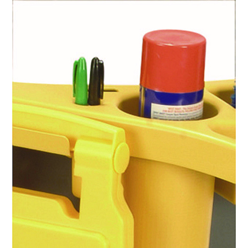 Rubbermaid Commercial BRUTE Standard Brute Rim Caddy, Four Compartments, Fits 32.5" Diameter Cans, 26.5 x 6.75, Yellow (9W87YEL)