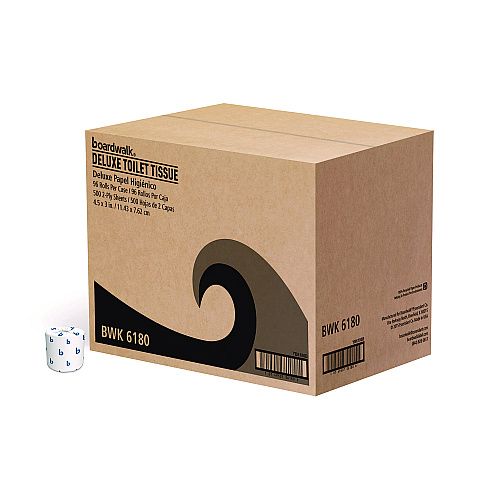 Boardwalk&reg; Standard Toilet Paper, 2-Ply, 125-ft Roll, 500 Sheets, 96 Rolls (BWK6180)