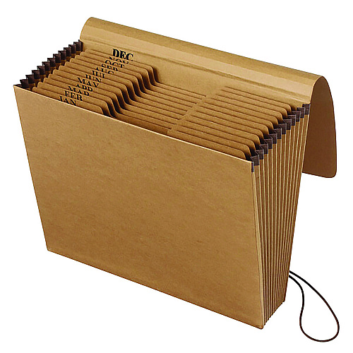 Pendaflex Kraft Indexed Expanding File, 12 Sections, Elastic Cord Closure, 1/12-Cut Tabs, Letter Size, Brown (K17MOX)