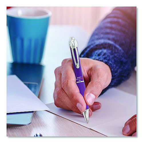 Zebra Sarasa Dry X10 Gel Pen, Retractable, Medium 0.7 mm, Violet Ink, Violet/Silver Barrel, 12/Pack (42680)