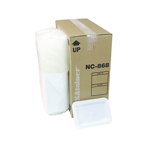 Pactiv Newspring VERSAtainer Microwavable Containers, 8.8 x 6 x 2, White/Clear, Base/Lid Combo, 150/Carton (NC868)