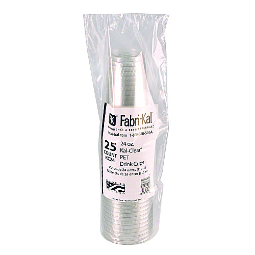 Fabri-Kal Kal-Clear PET Cold Drink Cups, 24 oz, Clear, 25/Sleeve, 24 Sleeves/Carton (KC24)