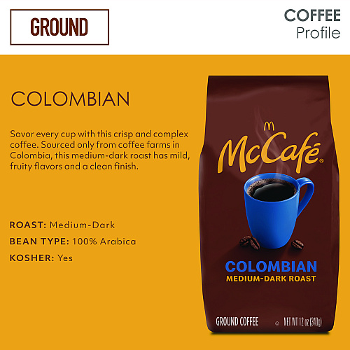 McCafe Ground Coffee, Colombian, 12 oz Bag (6346EA)