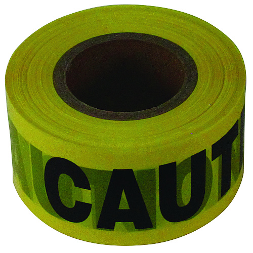 Impact Site Safety Barrier Tape, "Caution" Text, 3" x 1,000 ft, Yellow/Black (7328)