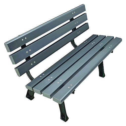 Global Industrial Recycled Plastic Benches with Back, 48 x 23 x 28, Gray (240125GY)