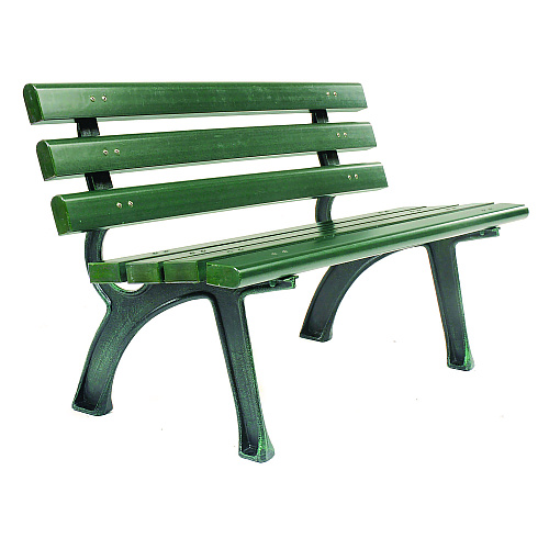 Global Industrial Recycled Plastic Benches with Back, 48 x 23 x 28, Green (240125GN)