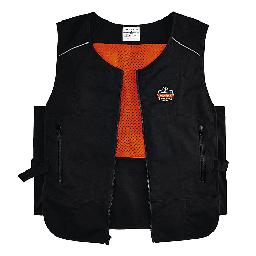 ergodyne Chill-Its 6255 Lightweight Phase Change Cooling Vest, Cotton/Polyester, 2X-Large/3X-Large, Black (12124)