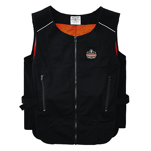 ergodyne Chill-Its 6260 Lightweight Phase Change Cooling Vest with Packs, Cotton/Poly, 2X-Large/3X-Large, Black (12134)