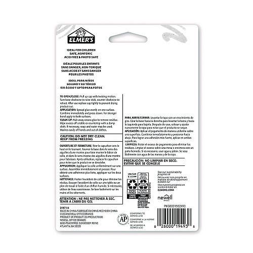 Elmer's Glitter Glue Sticks, 0.21 oz, Applies Assorted Colors, Dries Clear Glitter, 4/Pack (2197114)