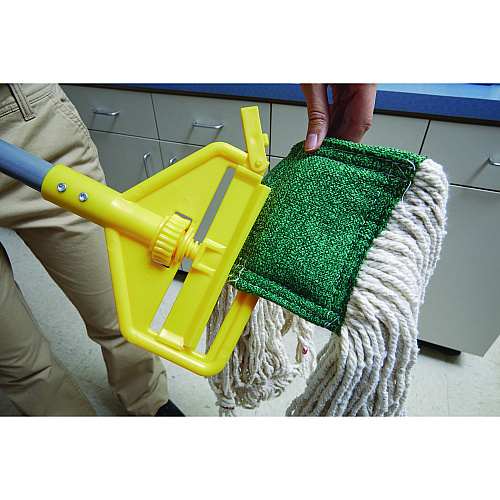Rubbermaid Commercial Invader Fiberglass Side-Gate Wet-Mop Handle, 1" dia x 60", Gray/Yellow (H146)