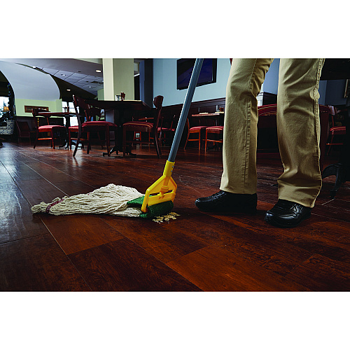 Rubbermaid Commercial Invader Fiberglass Side-Gate Wet-Mop Handle, 1" dia x 60", Gray/Yellow (H146)