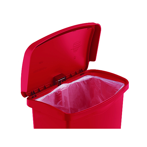 Rubbermaid Commercial Streamline Resin Step-On Container, Front Step Style, 8 gal, Polyethylene, Red (1883564)
