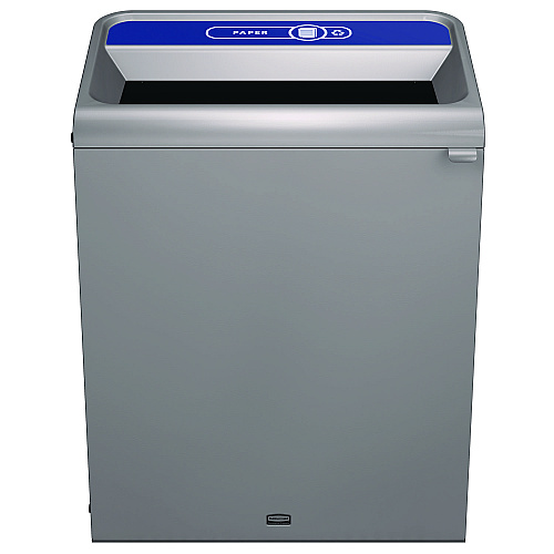 Rubbermaid Commercial Configure Indoor Recycling Waste Receptacle, Mixed Recycling, 33 gal, Metal, Gray (1961629)