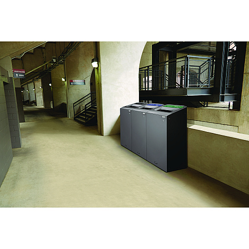 Rubbermaid Commercial Configure Indoor Recycling Waste Receptacle, 33 gal, Metal, Gray (1961628)