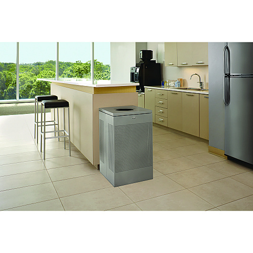 Rubbermaid Commercial Designer Line Silhouettes Waste Receptacle, 20 gal, Steel, Silver Metallic (SC18EPLSM)
