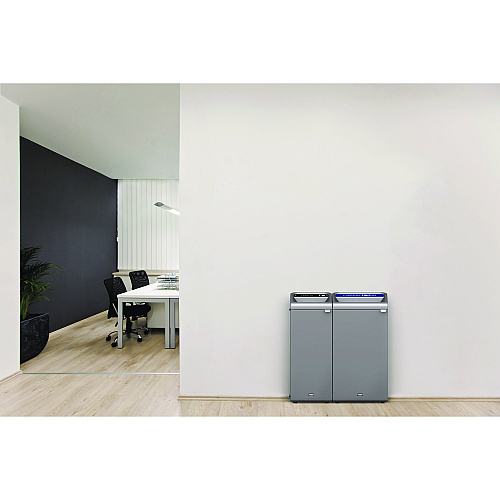 Rubbermaid Commercial Configure Indoor Recycling Waste Receptacle, Mixed Recycling, 23 gal, Metal, Gray (1961622)