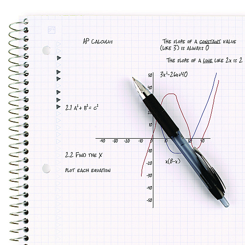 Five Star Wirebound Notebook with 2 Pockets, 1-Subject, Quadrille Rule (4 sq/in), Randomly Assorted Cover Color, (100) 11 x 8.5 Sheets (06190)