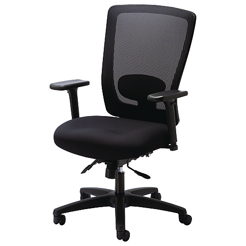 Alera Envy Series Mesh Mid-Back Multifunction Chair, Supports Up to 250 lb, 17" to 21.5" Seat Height, Black (ALENV42M14)