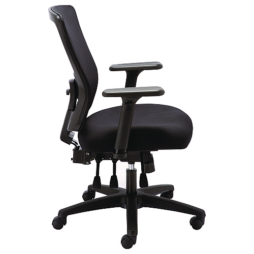 Alera Envy Series Mesh Mid-Back Multifunction Chair, Supports Up to 250 lb, 17" to 21.5" Seat Height, Black (ALENV42M14)