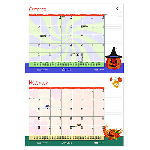 House of Doolittle Academic Year Recycled Desk Pad Calendar, Illustrated Seasons Artwork, 22 x 17, Black Binding, 12-Month (July-June):2025-2026 (1395)