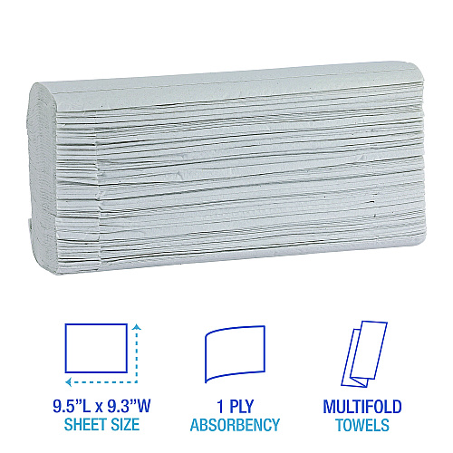 Boardwalk&reg; Green Multifold Paper Towels, 1-Ply, White, 4000 Towels (BWK10GREENB)