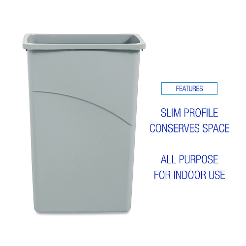 Boardwalk&reg; Slim Jim Waste Container, 23 Gal, Gray, Plastic (BWK23GLSJGRA)