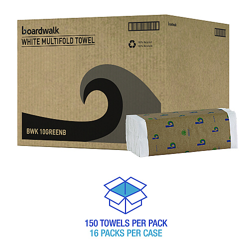 Boardwalk&reg; Green C-Fold Paper Towels, 1-Ply, White, 2400 Towels (BWK51GREENB)