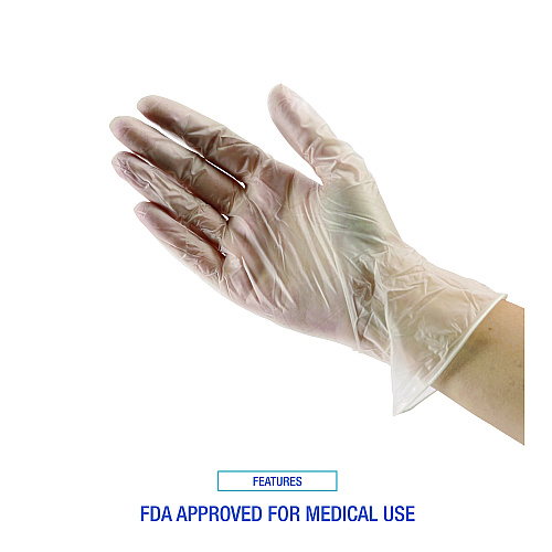 Boardwalk&reg; Exam Vinyl Gloves, Clear, Small, 5 mil, 100/Box (BWK361SBX)