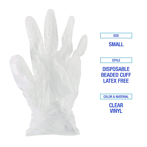 Boardwalk&reg; Exam Vinyl Gloves, Clear, Small, 5 mil, 1000/Carton (BWK361SCT)